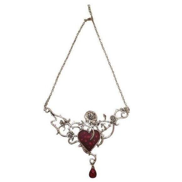 Gothic Bed of Blood Roses Necklace Victorian Jewelry Steampunk Vampire Madame - Picture 9 of 9